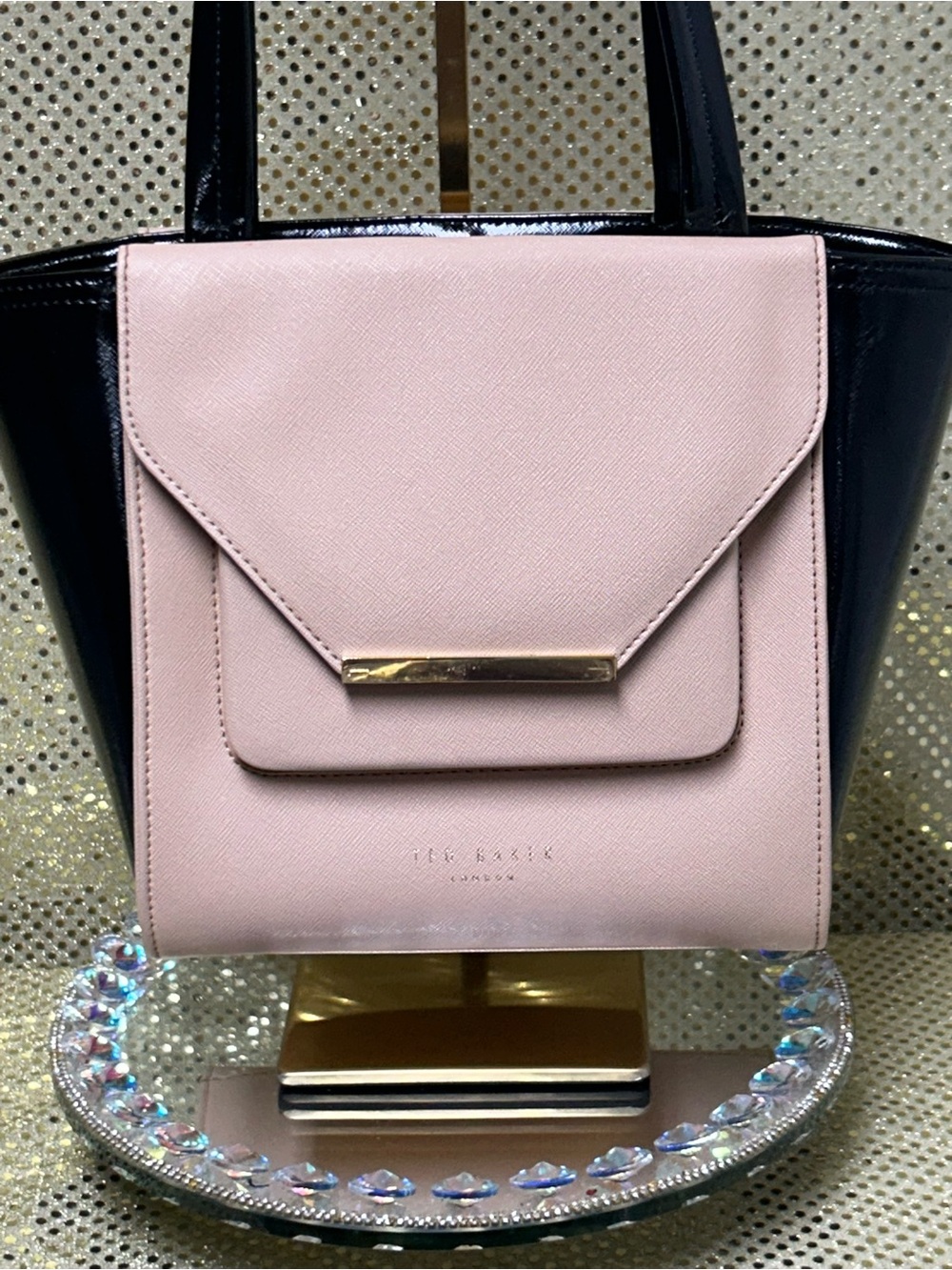 Ted Baker Blush Pink and Black Tote Bag Approx. 12x9x 3.5